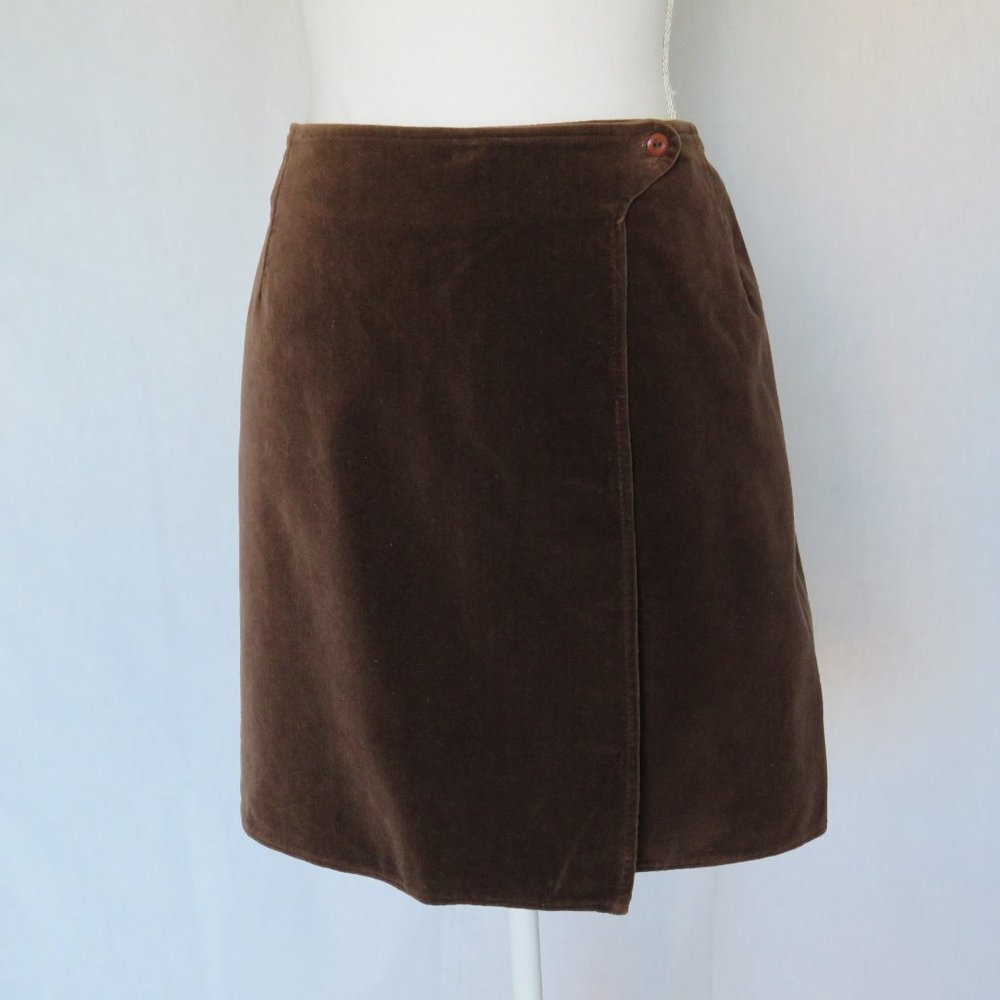 On Fire Women’s Vintage Brown Velvet Wrap Up Skirt Size 7/8